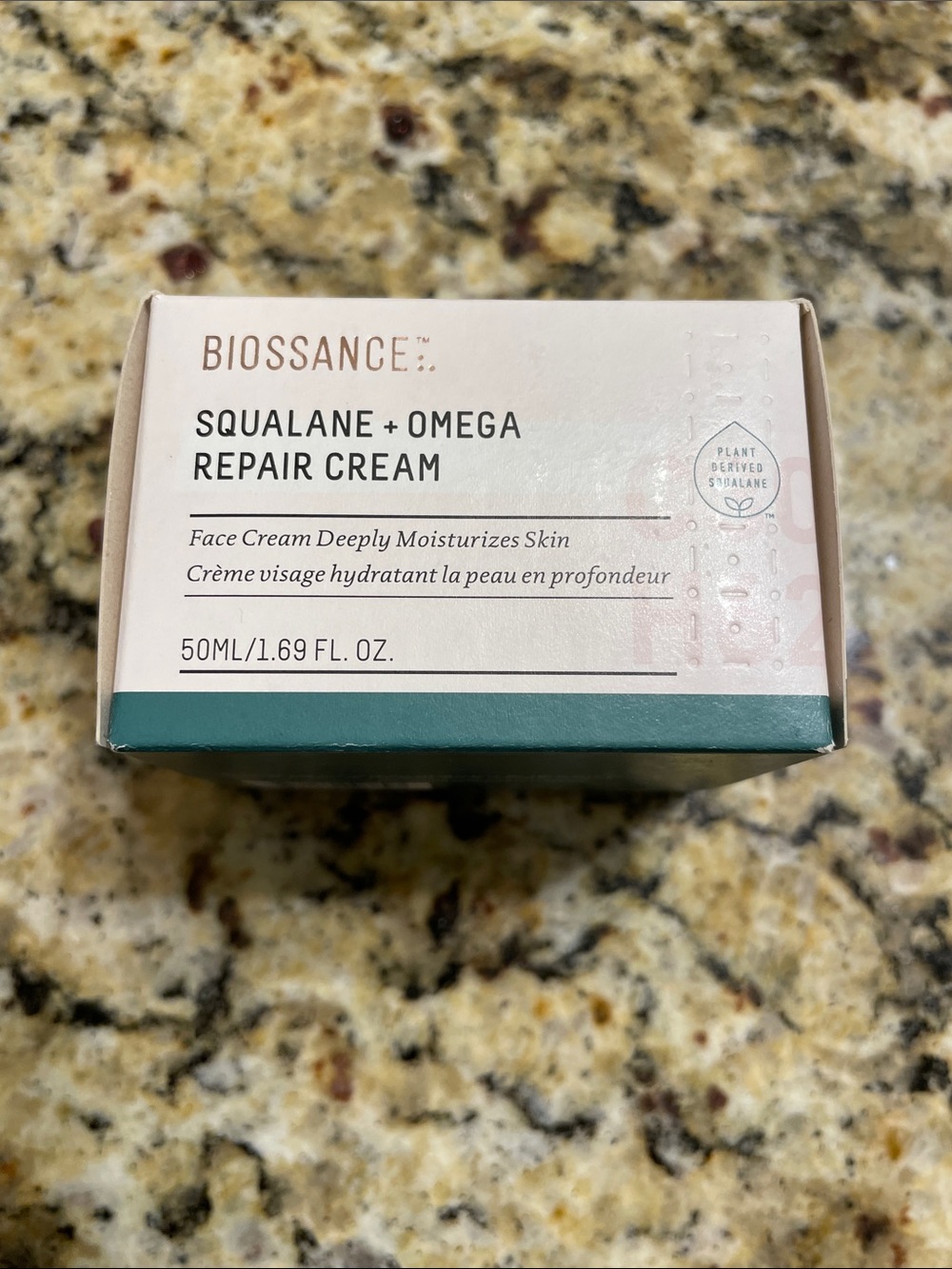 Biossance Squalane + Omega Repair Cream in Teal & White